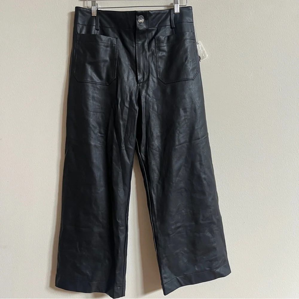 Maeve Anthropologie The Colette Faux Leather Cropped Pants - Picture 4 of 5